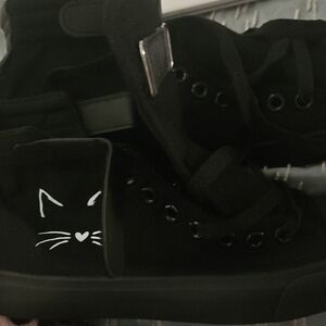 Black Cat Design Kids Shoes